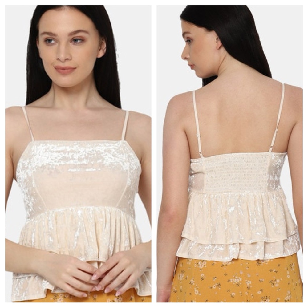 NWT American Eagle adjustable strap tiered smocked top size Large